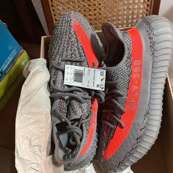 Adidas Yeezy Boost 350 V2 Gray and Orange Shoes - Picture 1 of 6
